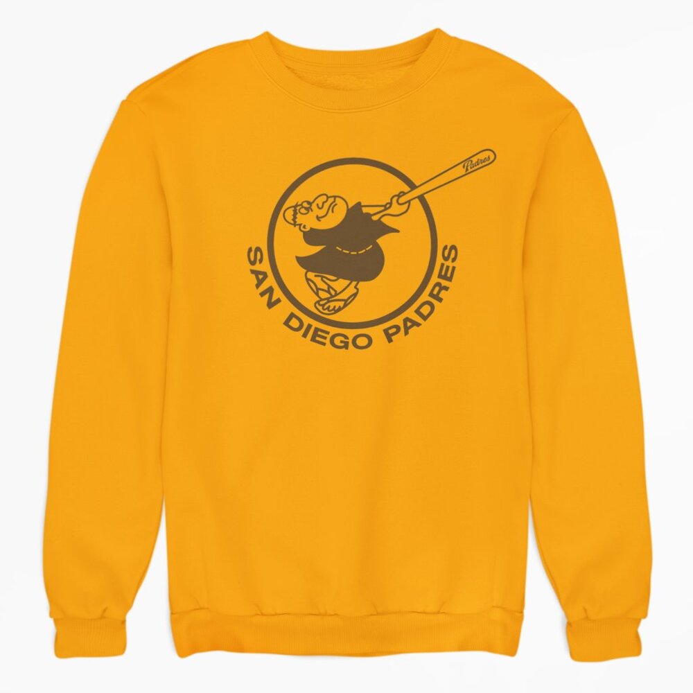 NEW San Diego Padres Tonal Swinging Friar Fleece Long Sleeve Sweatshirt GOLDEN